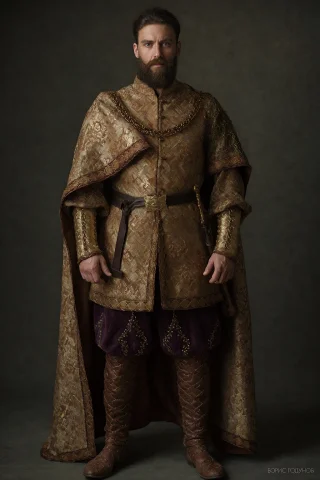 Portrait Of An Adult Male, A 50-year-old Man Crowned Usurpe... — Stable Diffusion AI Prompt: portrait of an adult male, a 50-year-old man — crowned usurper archetype with a...