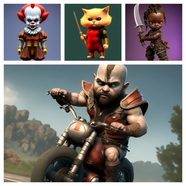 Cbzbb Style Of A Kratos Riding A Bike On A Mountain Road, Na...