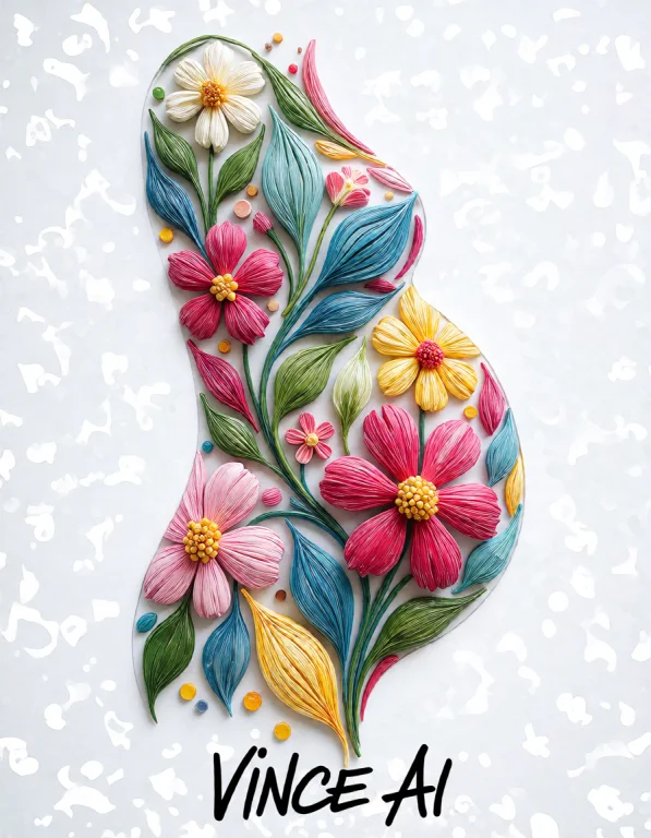 Icon Of Logo,colorful Pregnant Belly Made Of Flowers And Lea...