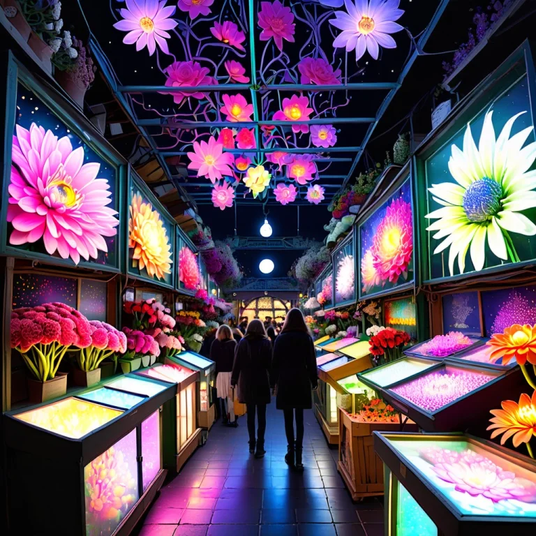 Midnight Bioluminescent Flower Market  The Garden That Wakes...