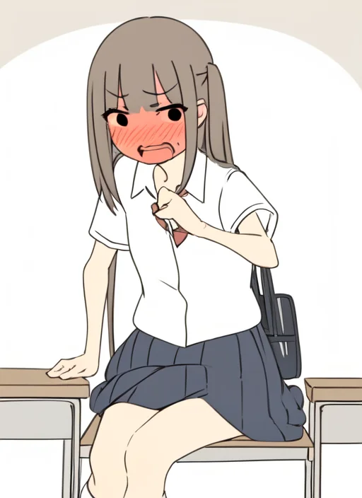 Loracartoony1 Flat Color, 1girl, Brown Hair, School Uniform,...