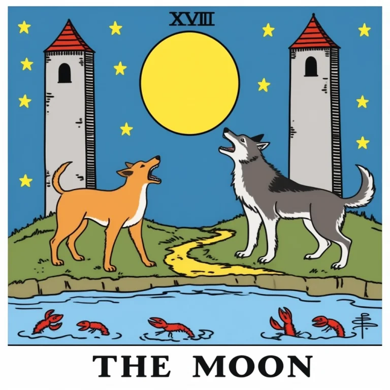 Tarot, Tarot Card, White Border, Numbered Xviii At Top, Titl...