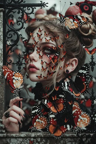 Hyper-realistic Niji-style Artwork. Close-up Portrait, Beaut... — Stable Diffusion AI Prompt: Hyper-realistic niji-style artwork. Close-up portrait, beautiful gothic woman wi...