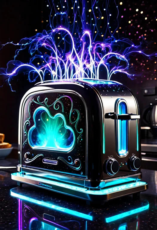 Photorealistic, Chrome Toaster On A Dark Countertop, Slots E...