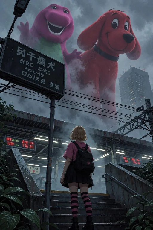 Cover This Image But Replace The Gaint Godzilla Like Monster...