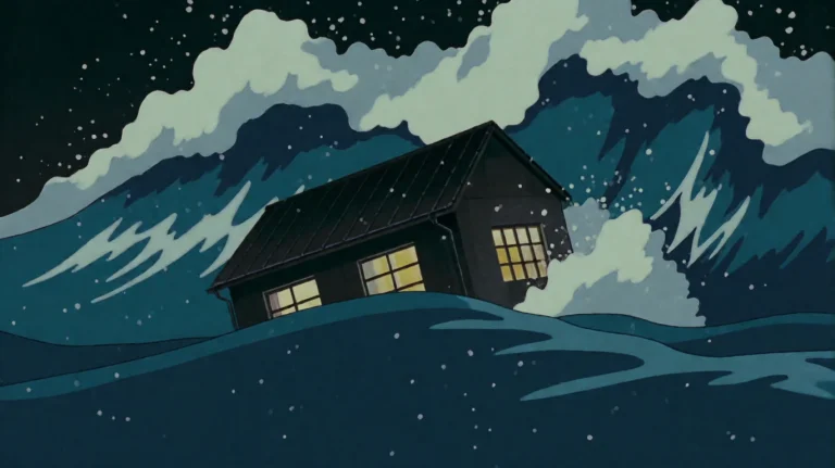 Pmpk1994, A Lone, Dark Building With Lit Windows Is Partiall...