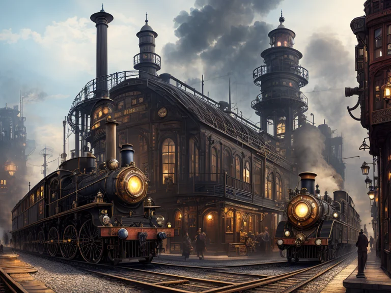 Steamcity, Steampunk, Beautiful, City, Concept Art, Drawing,...