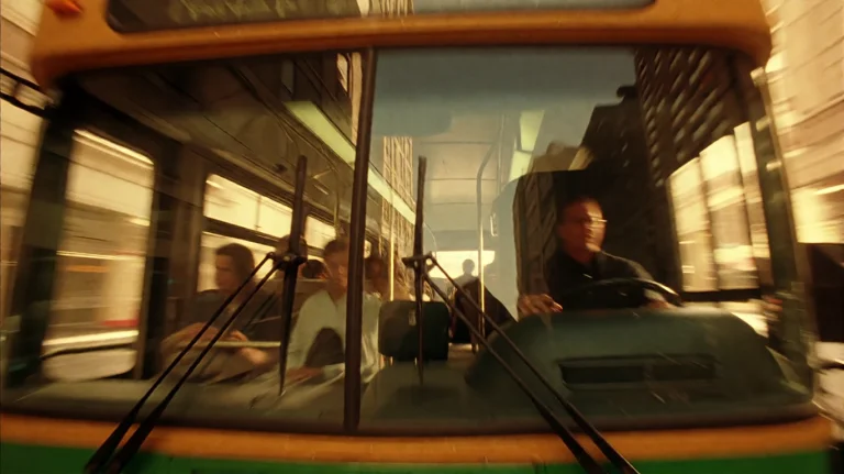 Swrdfsh2001, A Bus Interior Is Captured Through A Heavily St...