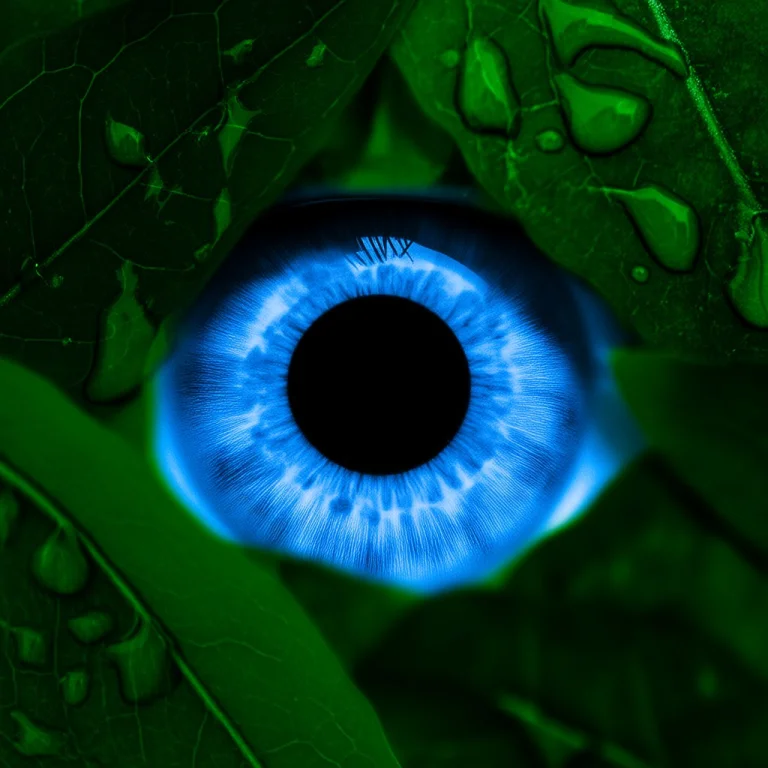 Photograph Of A Close-up Human Eye With A Vivid Blue Iris An...
