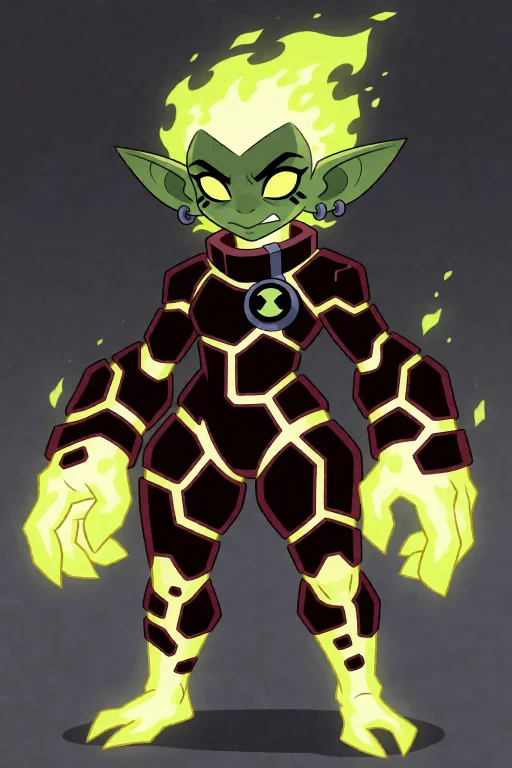 Full Body, Goblin, As A Pyronite Alien Creature From Ben 10.