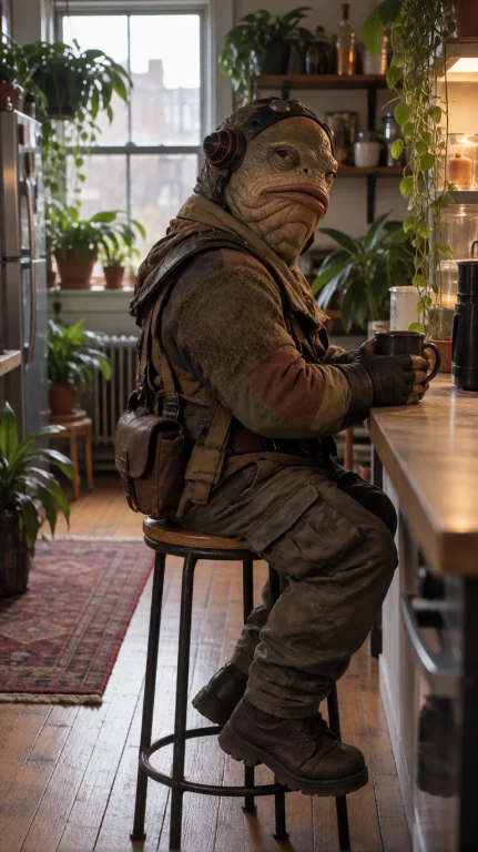 Shyng Alien Man, Three-quarter From Mid-thigh Up, Slightly L...