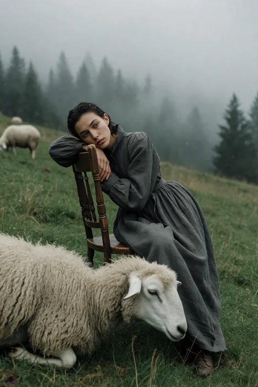 Highleveldescriptiona Somber, Moody Fashion Portrait Of A Wo...