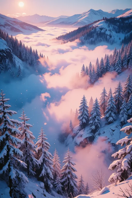 Nature, A Stunning Photorealistic Winter Landscape Of A Deep...