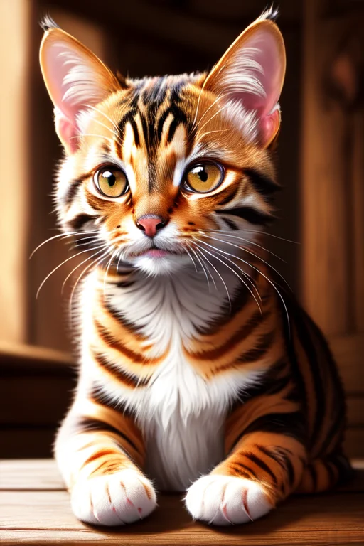 Modelshoot Style, 8k, Portrait Of A Cute Toyger Cat Sitting...