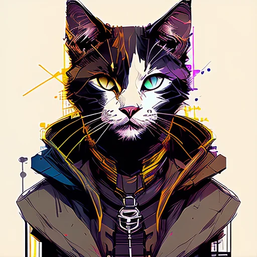 Nvinkpunk, Portrait View,a Cat Wearing A Suit And Tie With G...