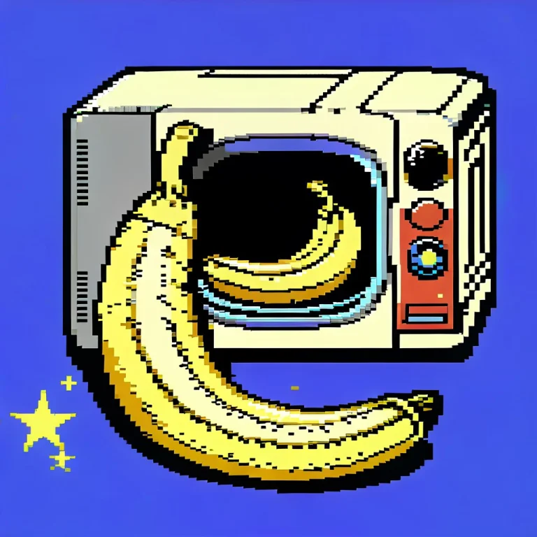 64gr4ph1cs Style, Pixel Artall In The Microwave,banana,half...
