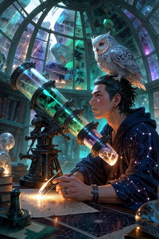 , Fluorite Mineral, Flu0rite, Iridiscent, A Crystal Observat... — Stable Diffusion AI Prompt: , fluorite mineral, flu0rite, iridiscent, a crystal observatory with a domed cei...