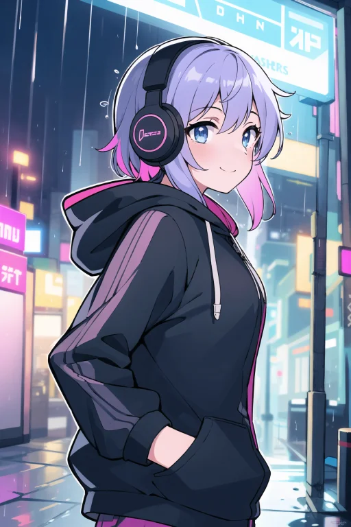 Masterpiece,1girl,solo,incredibly Absurdres,hoodie,headphone...