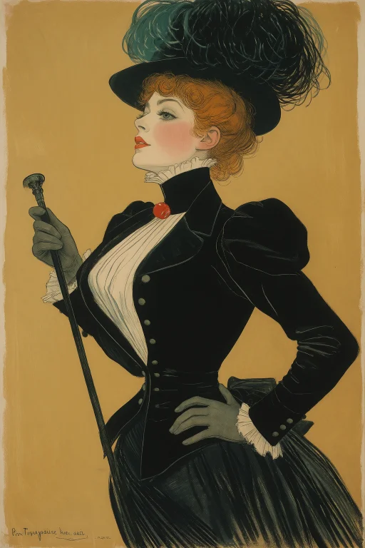 In The Style Of Henri De Toulouse-lautrec, Three-quarter Cab...