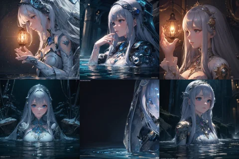 Intricate, Beautiful Detailed Water,burning,winter,queen,rob... — Stable Diffusion AI Prompt: intricate, beautiful detailed water,burning,winter,queen,robot girl,doll,visible...