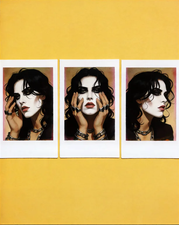 Create An Image Of Three Polaroid Photographs Mounted Flat O...