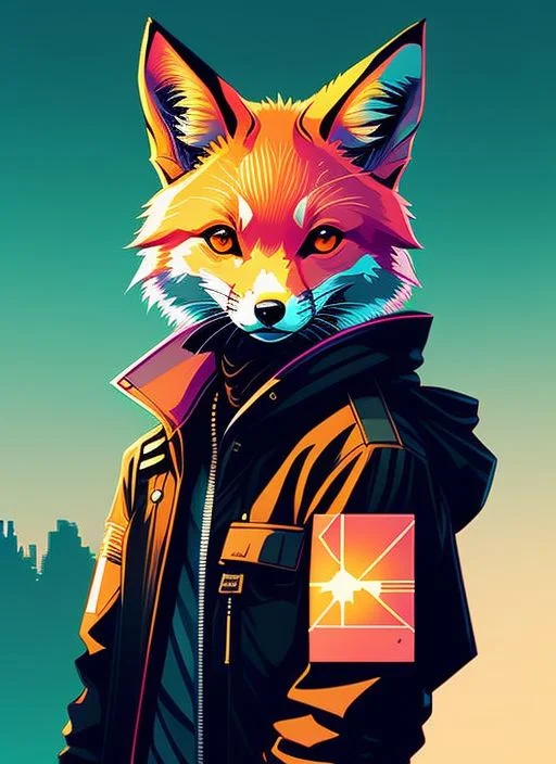 Nvinkpunk1.2 Snthwve Style0.8 Fox, Anthro, Lightwave, Sunset...