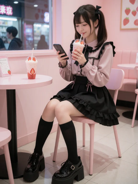 Cinematic, Ultra-realistic Photo, A Jirai-kei Idol In A Swee...