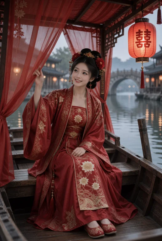 , A Smiling Bride In Her Mid-twenties Sits In A Small Covere...