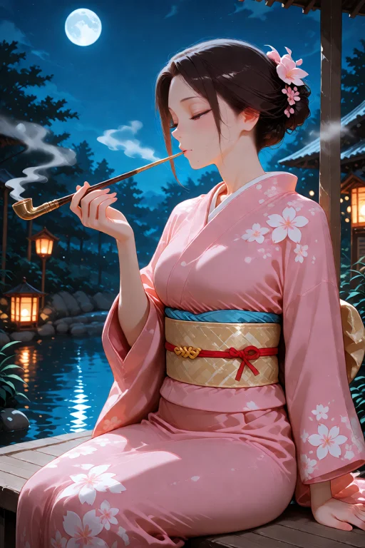 Anime, 1woman, 30 Year Old, Mature Woman, Courtesan Style, P...