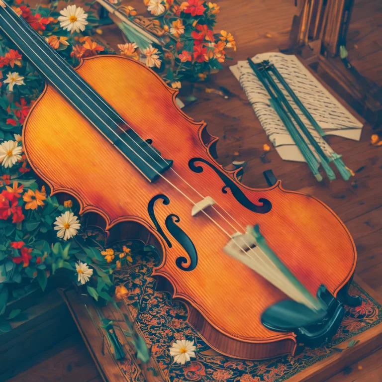 A Violin, Floral, Cold, Detailed, Intricate, Majestic, Dgtl