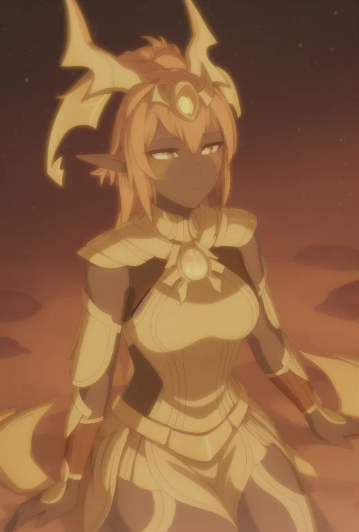 Solo, Inticrate Background, Female Sunfire Elf, 2 Horns, Yel...