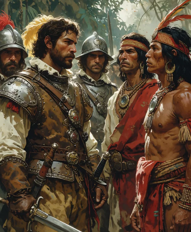 A Dramatic And Realistic Depiction Of Spanish Conquistadors...