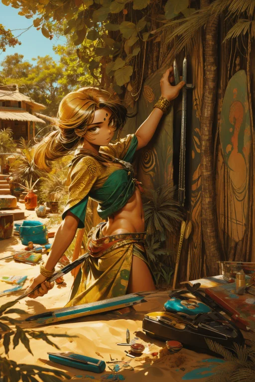 1girl, Loraanirl0.8 Anirl, Patachitra Painting, Shot From Be...