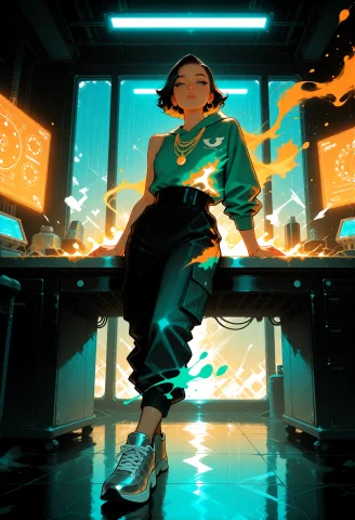 A Striking Manga Style Illustration Featuring Flowing Paint... — Stable Diffusion AI Prompt: A striking manga style illustration featuring flowing paint textures and vibrant...