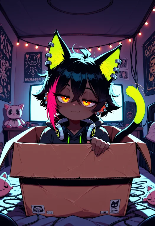 Echo, 1girl, Solo, Cat Ears, Cat Tail, Short Hair, Messy Hai...