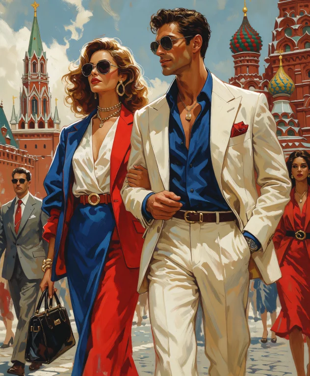 A Stylish And Elegant Man And Woman, Impeccably Dressed In M...