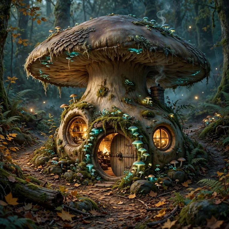 A Quaint Hobbit Home Carved Into A Giant, Ancient Mushroom I...