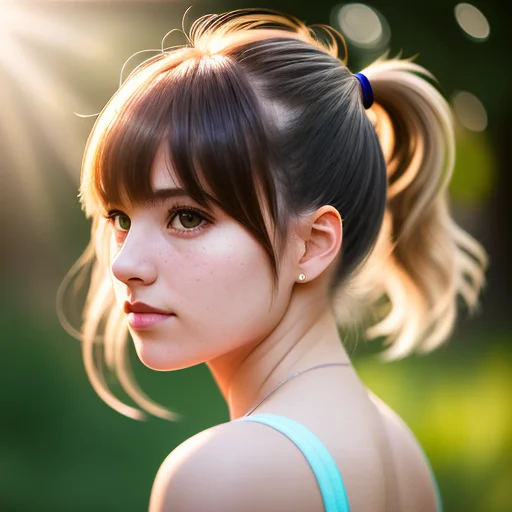 Portrait Of A Cute Woman, Backlighting, Bangs, Realistic, Ma...