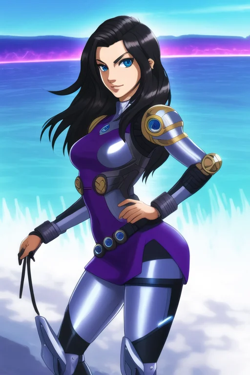 A Solo Woman Depicted Wearing A Futuristic And Technological...