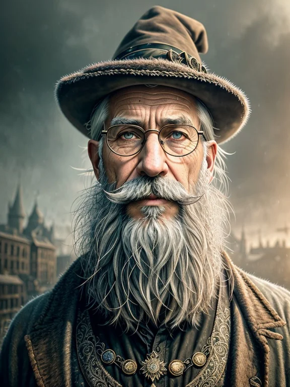 A Portrait Photo Old Man, Merlin, Dirty, Masterpiece, Beauti...