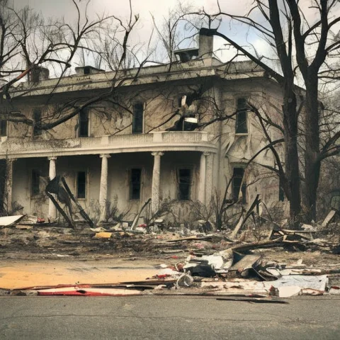 The White House Army Barricades Zombies Bodies In The Street... — Stable Diffusion AI Prompt: The White House army barricades zombies bodies in the street Apoc768 Apoc768