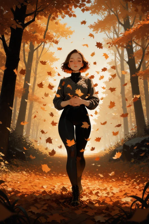 Digital Illustration, A Woman Standing In A Forest Clearing...