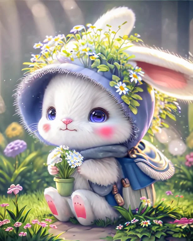Blueflower, Bunny, Bush, Daisy, Dandelion, Day, Field, Firef...
