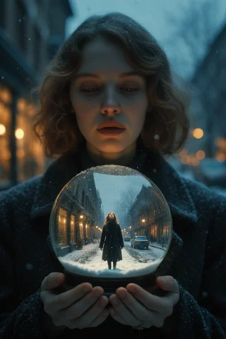Photographic Recursion Portrait, Mid-body Of A 31-year-old W... — Stable Diffusion AI Prompt: photographic recursion portrait, mid-body of a 31-year-old woman with a diamond...
