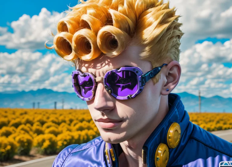 Photo Of Grno, 1boy, Sunny, Clouds, Wearing A Jacket, Cyberp...