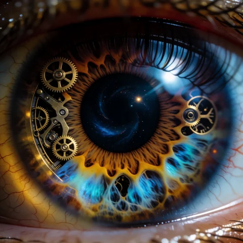 Extreme Close-up Centered Ocular Composition, Wide-open Huma... — Stable Diffusion AI Prompt: Extreme close-up centered ocular composition, wide-open human eye, iris as a com...