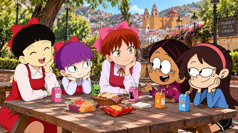 A Unique Mixed Anime-cartoon Crossover Composition Blending...