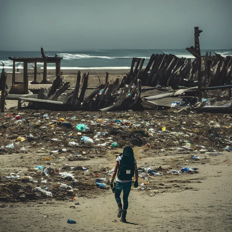 A Survivor Wearing A Backpack Helmet Gloves And Carrying A W...