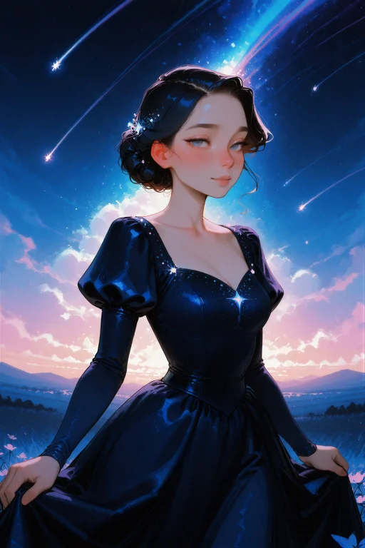 Digital Illustration, A Princess With Dark Hair Scattered Wi...