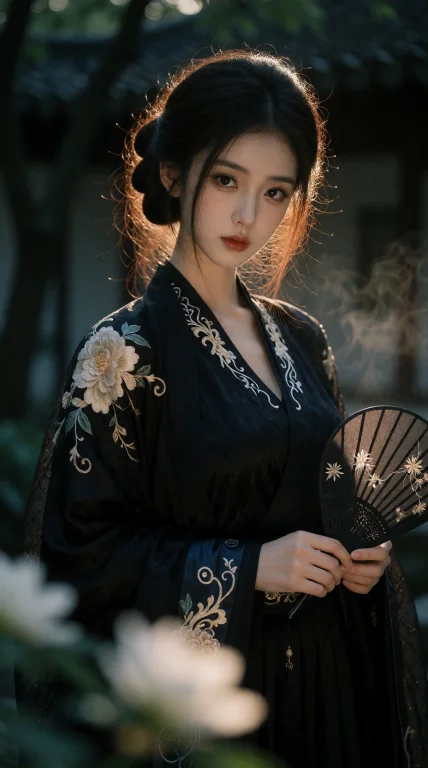 A Photorealistic Cinematic Portrait Of A Mysterious Elegant...